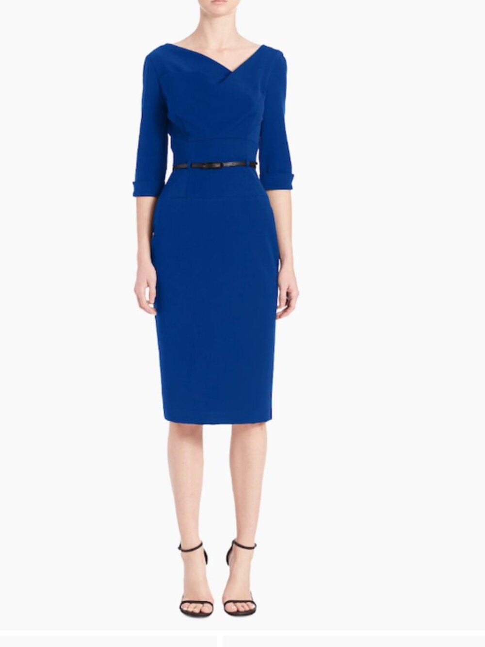 Black Halo Classic 3/4 sleeve Jackie O Dress Size 6 Cobalt Blue